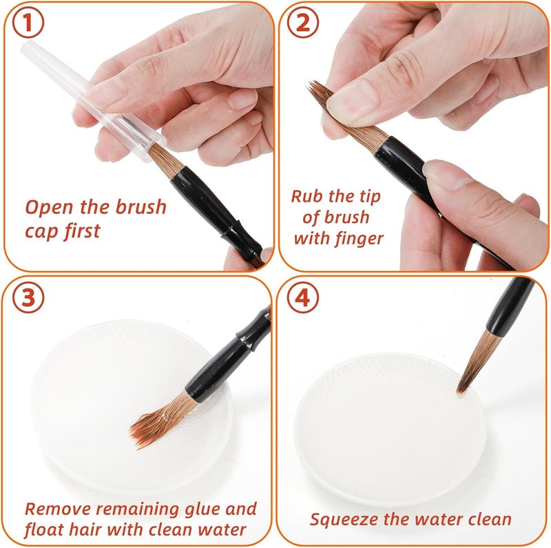 Eorbow 16 Pieces Chinese Calligraphy Brush Set, Sumi Brushes with Roll-up Bamboo Holder, Sturdy Japanese Watercolor Painting Writing Brushes, Kanji Art Drawing Brushes for Beginners - Image 4